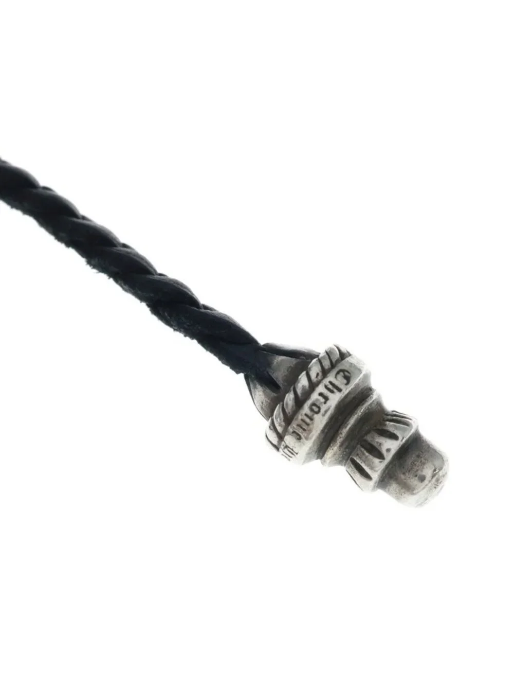 Chrome Hearts CH Crs Sml CL Small CH Cross Leather Blade Necklace Silver Black